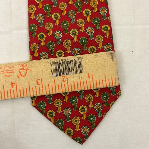 Salvatore Ferragamo Men's Luxury Woven Tie Red Award Ribbon 100% Silk - Picture 2 of 5